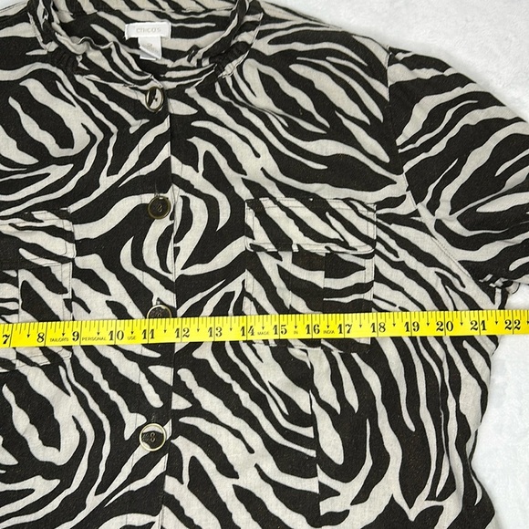 Chico’s Zebra Print Linen Blend Jacket 2 Large - Picture 10 of 11
